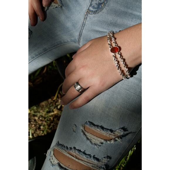 Fire Opal Australian Pink Opal Sterling Silver Bracelet Adjustable 7 - 8.25 inch - Picture 3 of 5